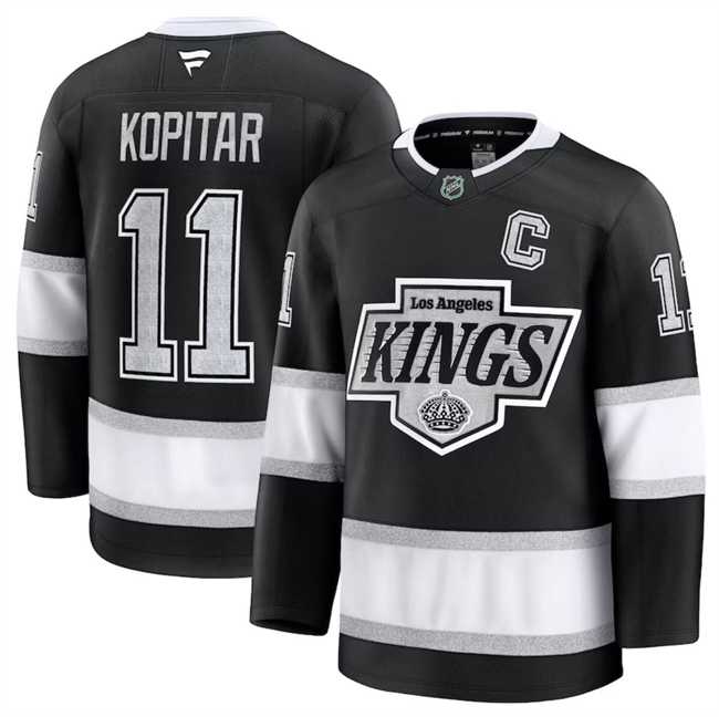 Mens Los Angeles Kings #11 Anze Kopitar Black 2024-25 Home Stitched Hockey Jersey Dzhi